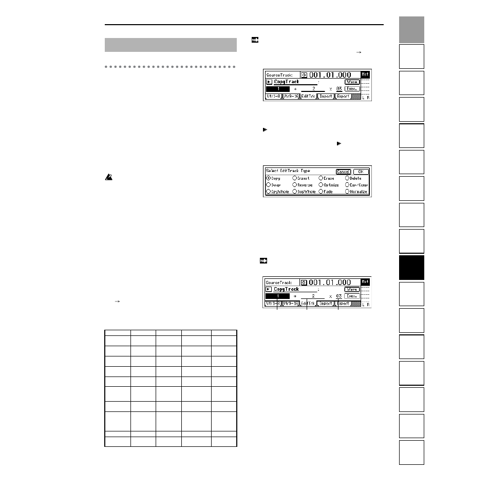 Track editing, Track editing functions, Editing | Basic track editing procedure | Strahl D1600mkII User Manual | Page 69 / 180