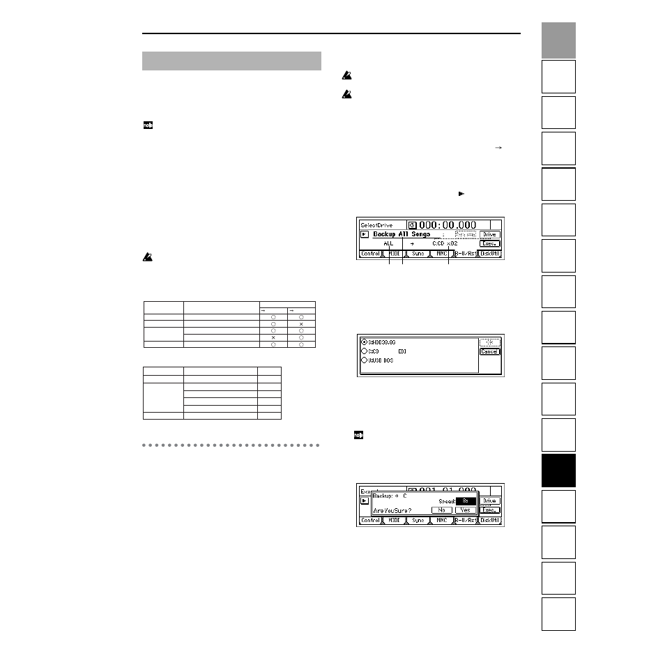 Data, Backing up and restoring song data, Backing up song data | Strahl D1600mkII User Manual | Page 83 / 180