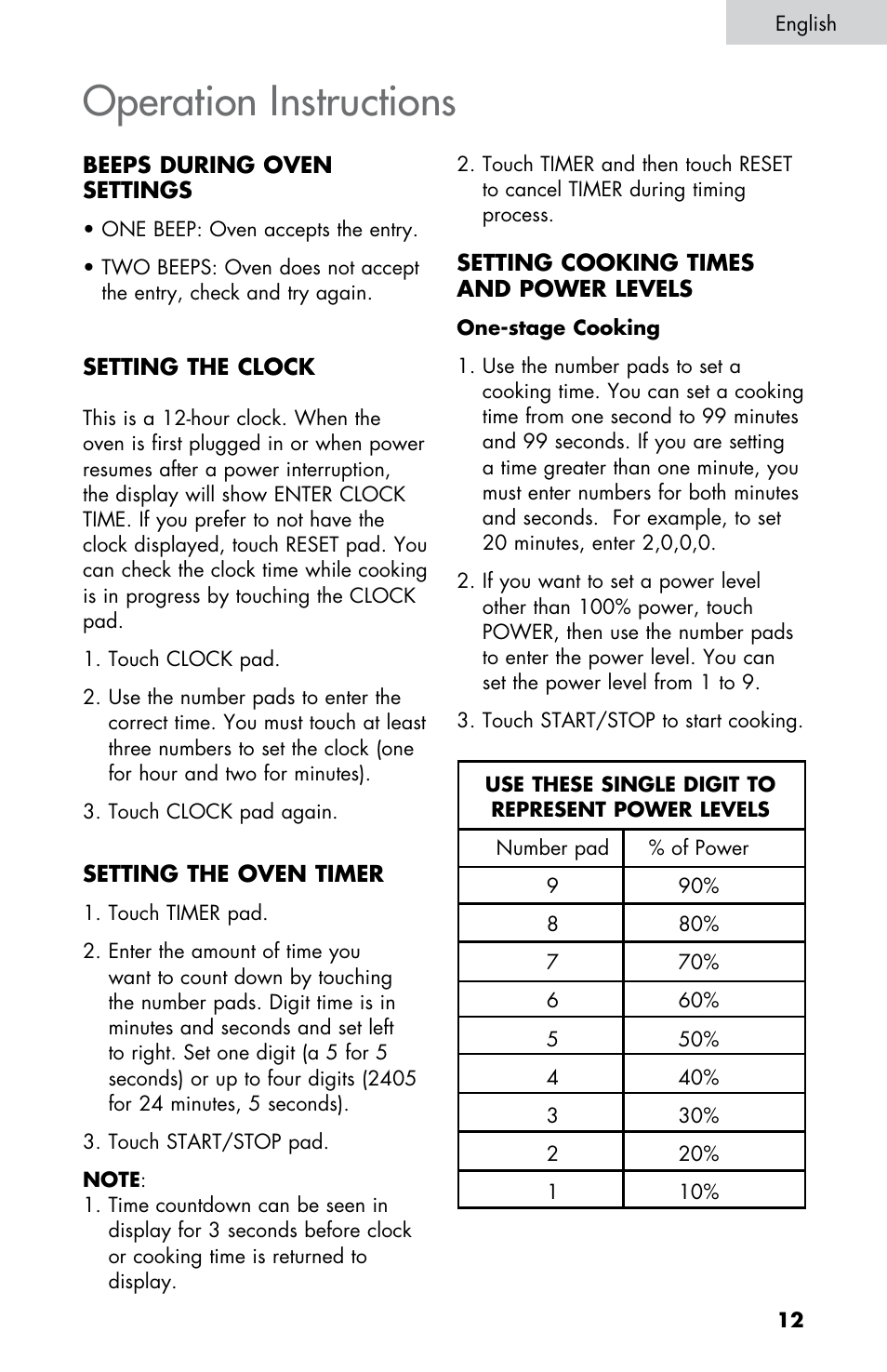 Operation instructions | Summit SM900WH User Manual | Page 13 / 22