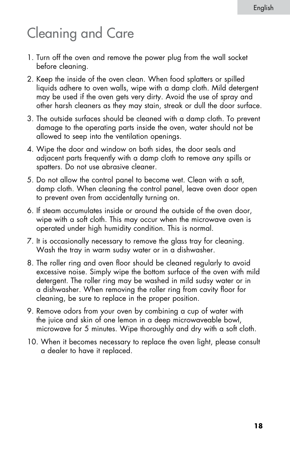 Cleaning and care | Summit SM900WH User Manual | Page 19 / 22
