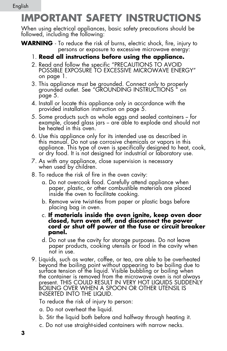 Important safety instructions | Summit SM900WH User Manual | Page 4 / 22