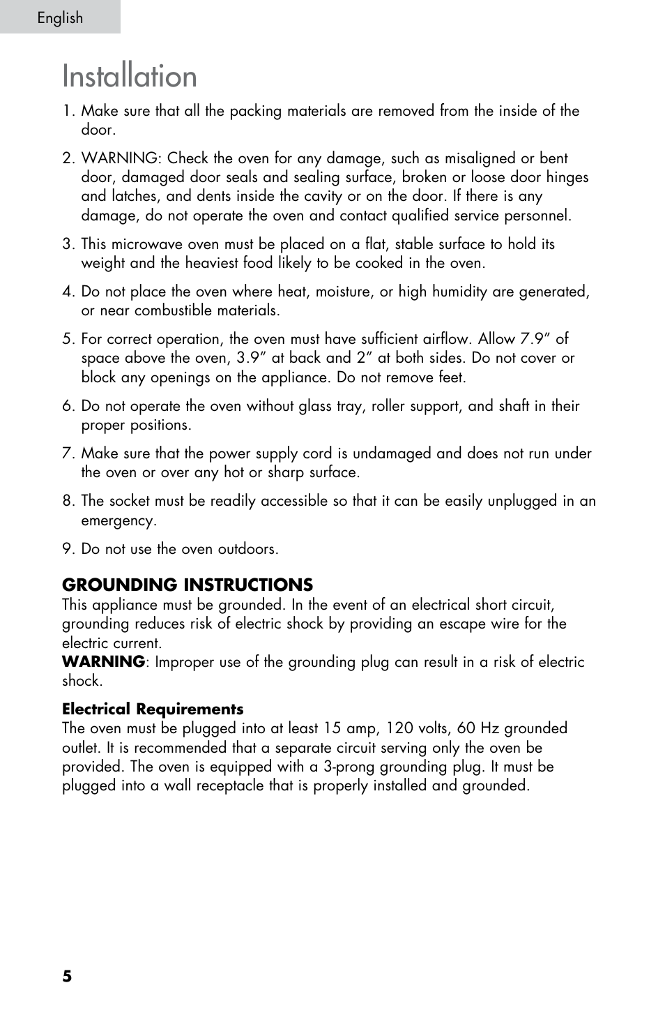 Installation | Summit SM900WH User Manual | Page 6 / 22