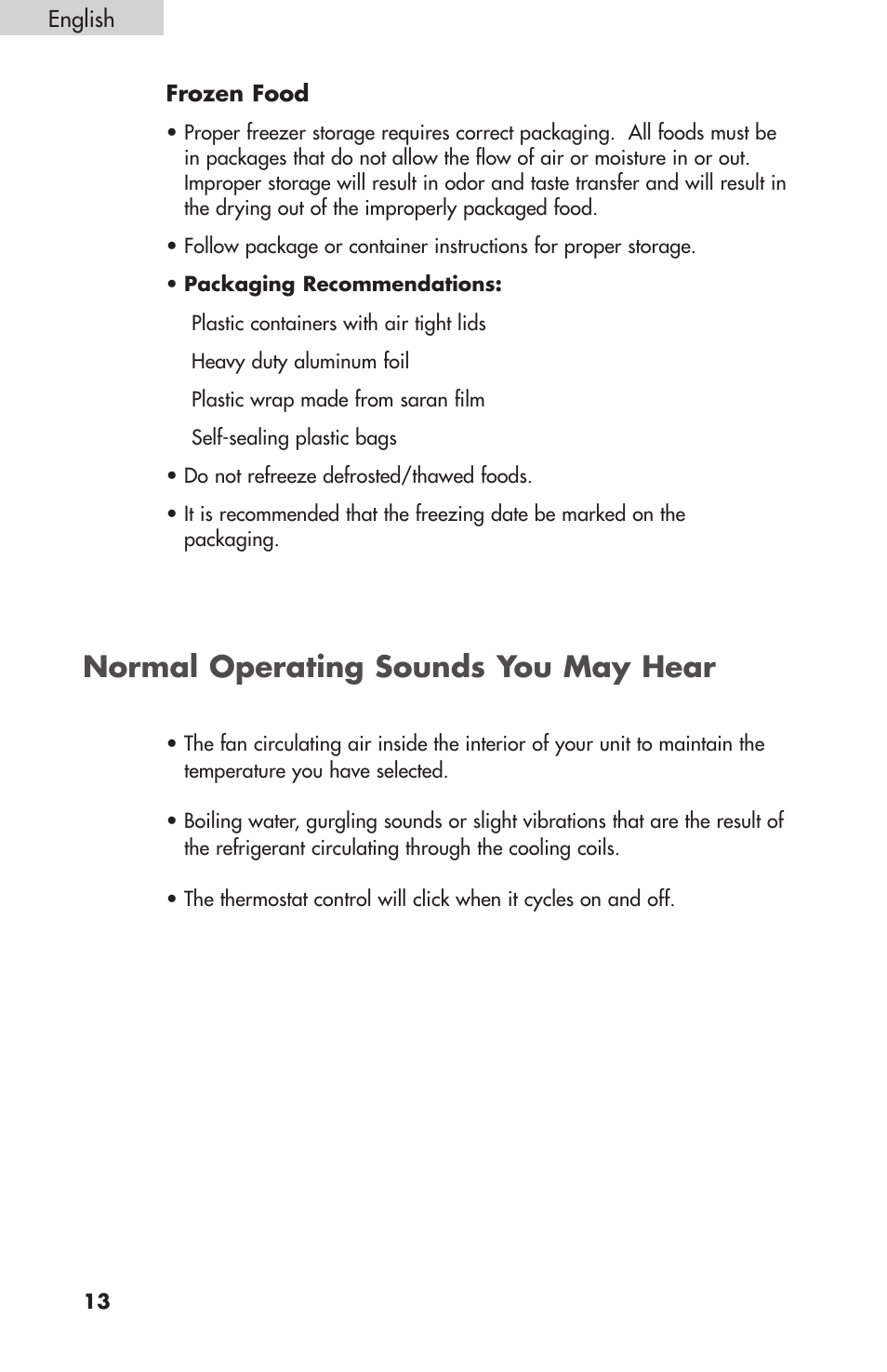 Normal operating sounds you may hear | Summit FF-1074W User Manual | Page 14 / 56