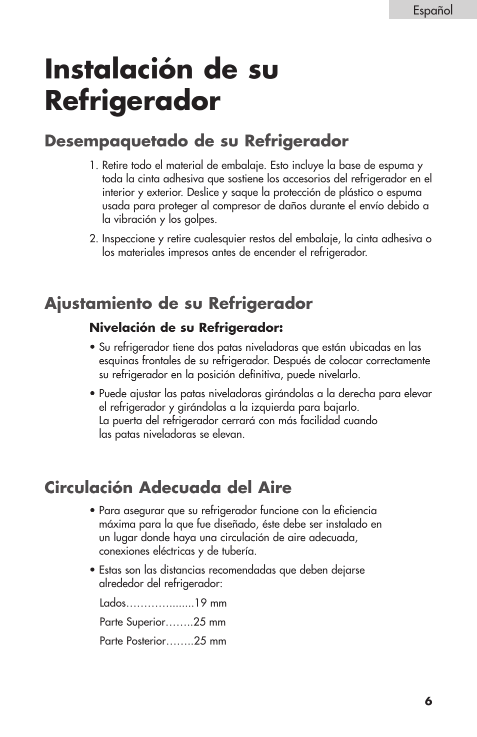 Instalación de su refrigerador | Summit FF-1074W User Manual | Page 43 / 56