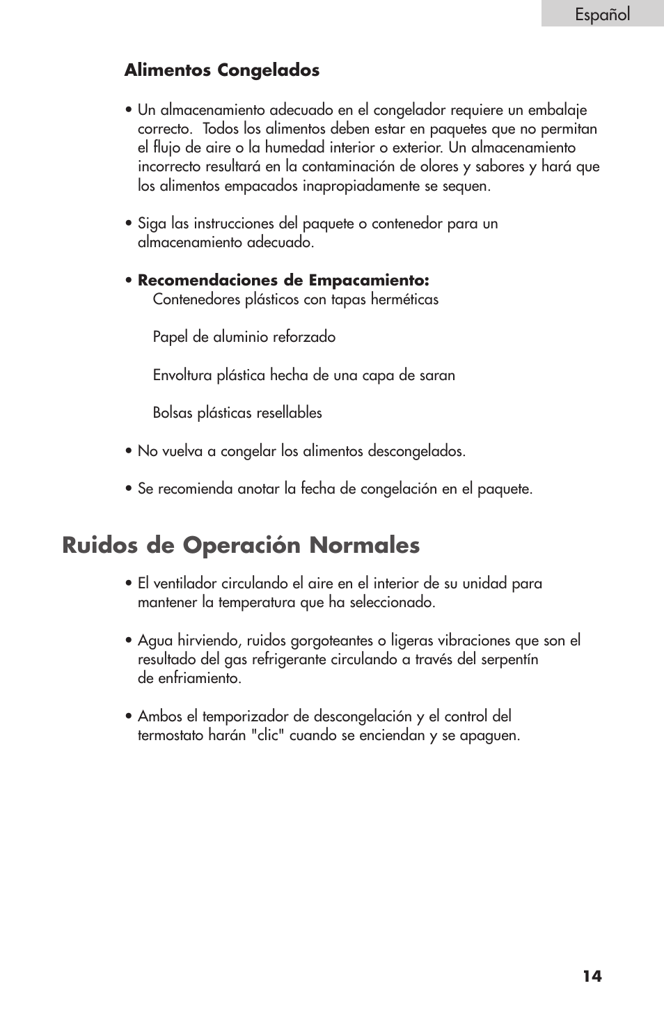 Ruidos de operación normales | Summit FF-1074W User Manual | Page 51 / 56