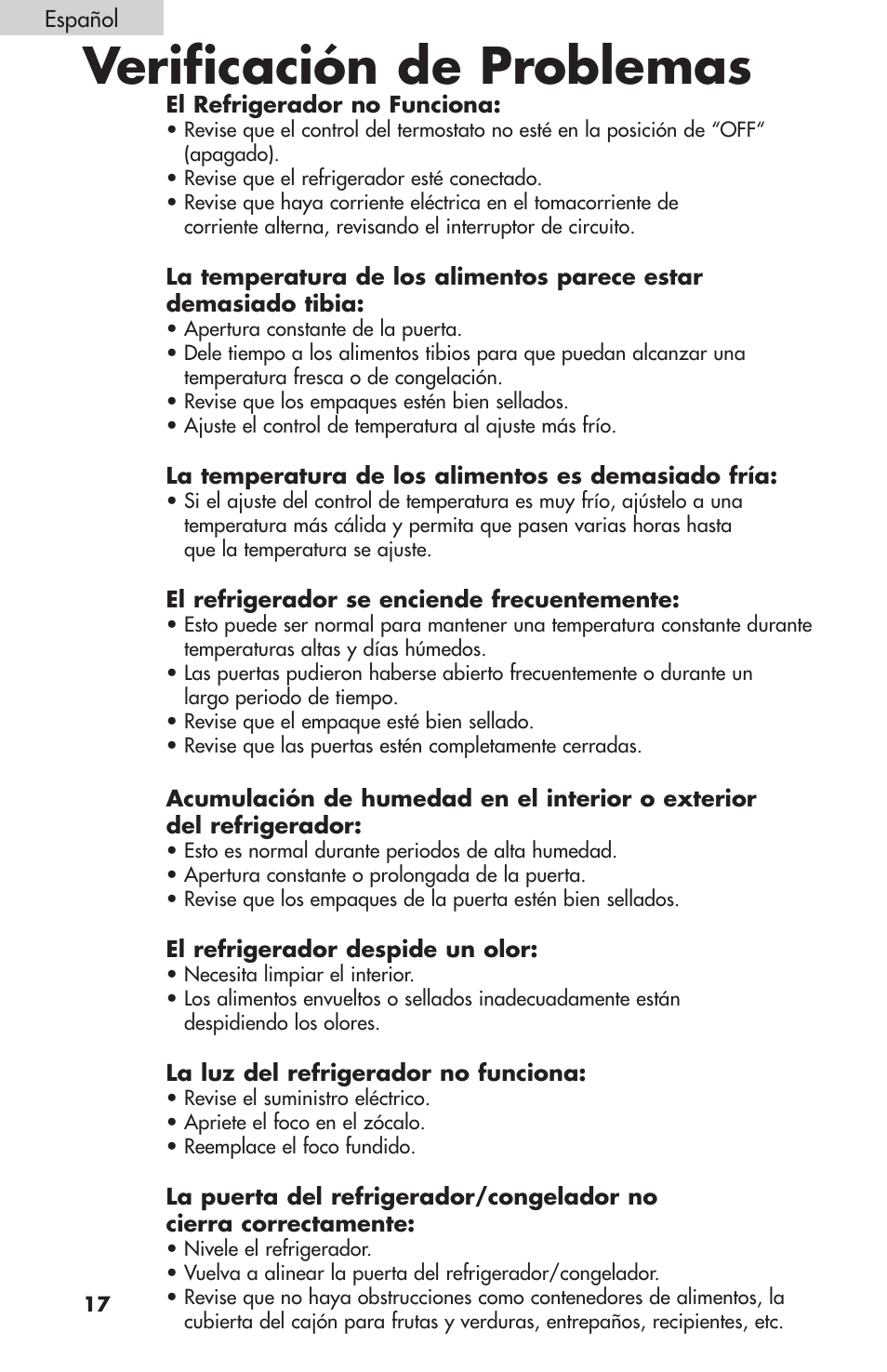 Verificación de problemas | Summit FF-1074W User Manual | Page 54 / 56