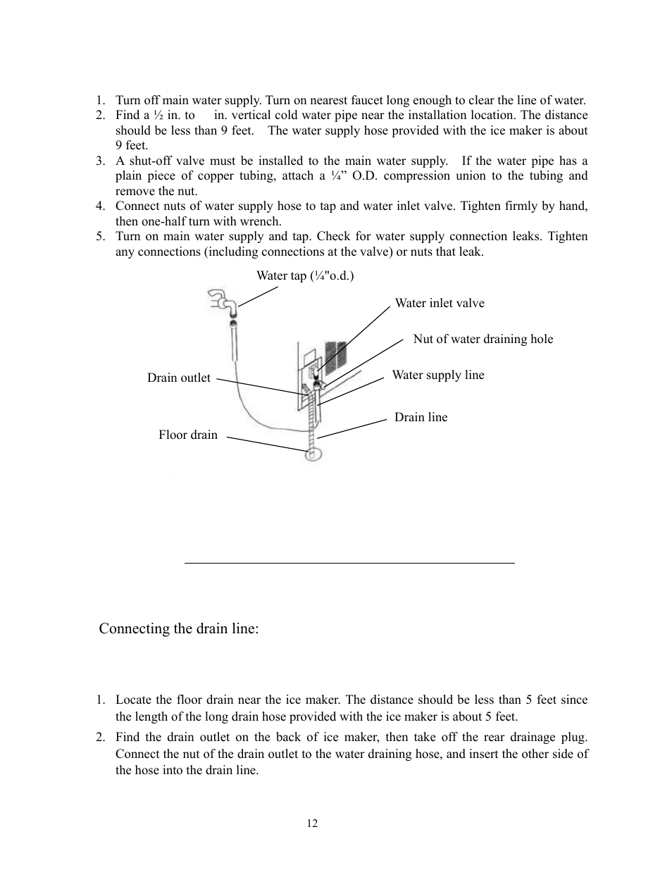 Connecting the drain line | Summit Automatic Ice Maker BIM70 User Manual | Page 13 / 32
