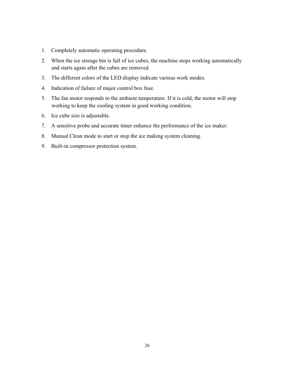 Major functions | Summit Automatic Ice Maker BIM70 User Manual | Page 27 / 32
