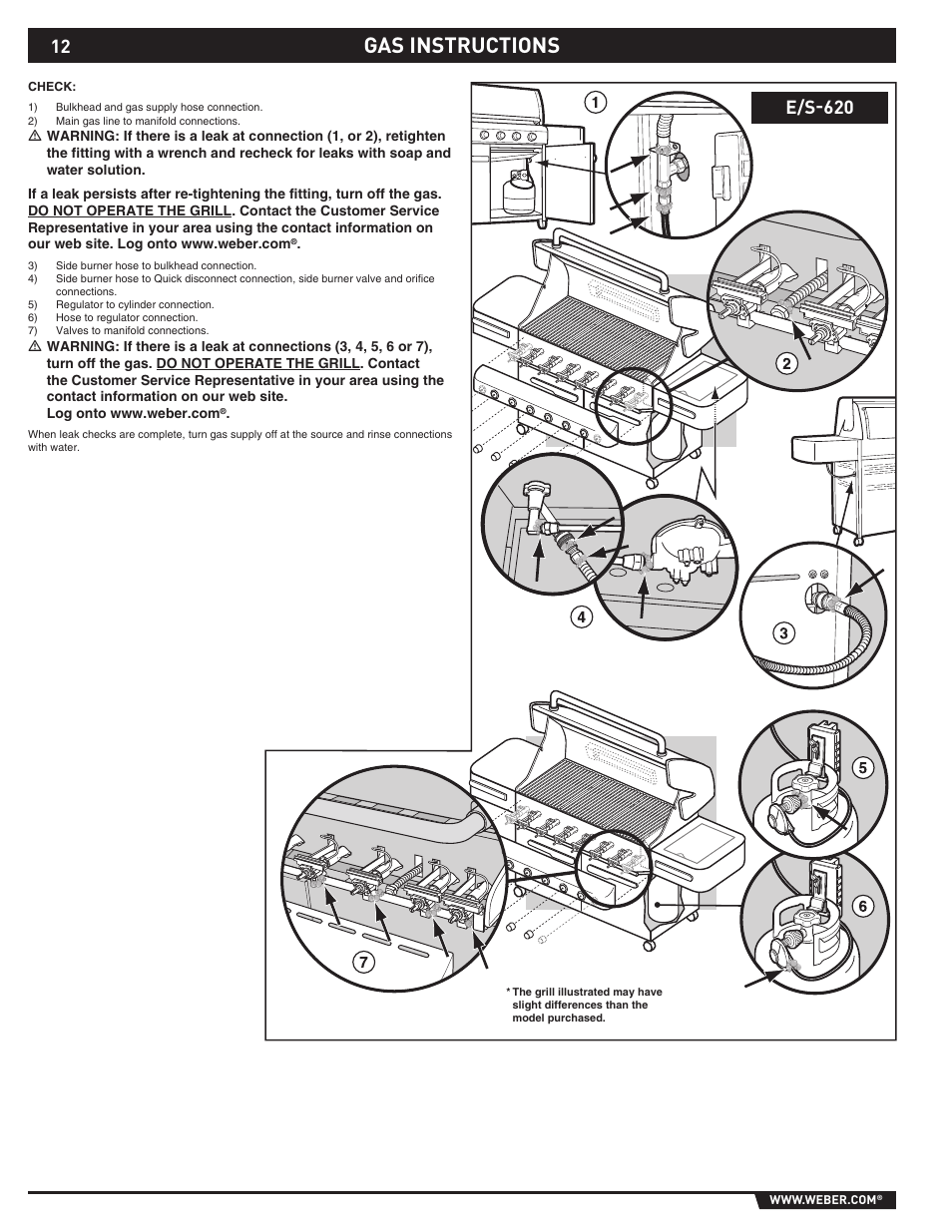 Gas instructions, E/s-620 | Summit E/S-620/650 User Manual | Page 12 / 84