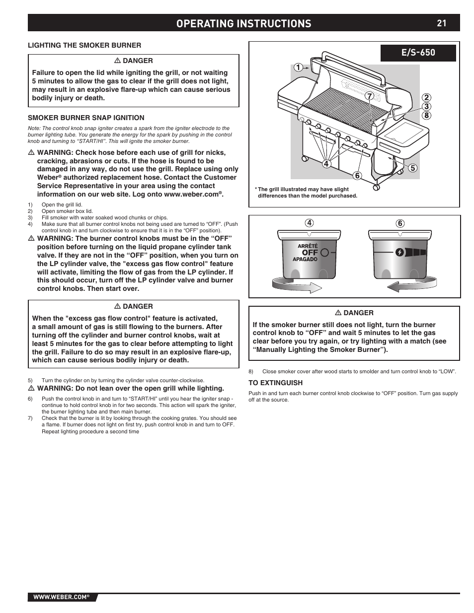 Operating instructions, E/s-650 | Summit E/S-620/650 User Manual | Page 21 / 84