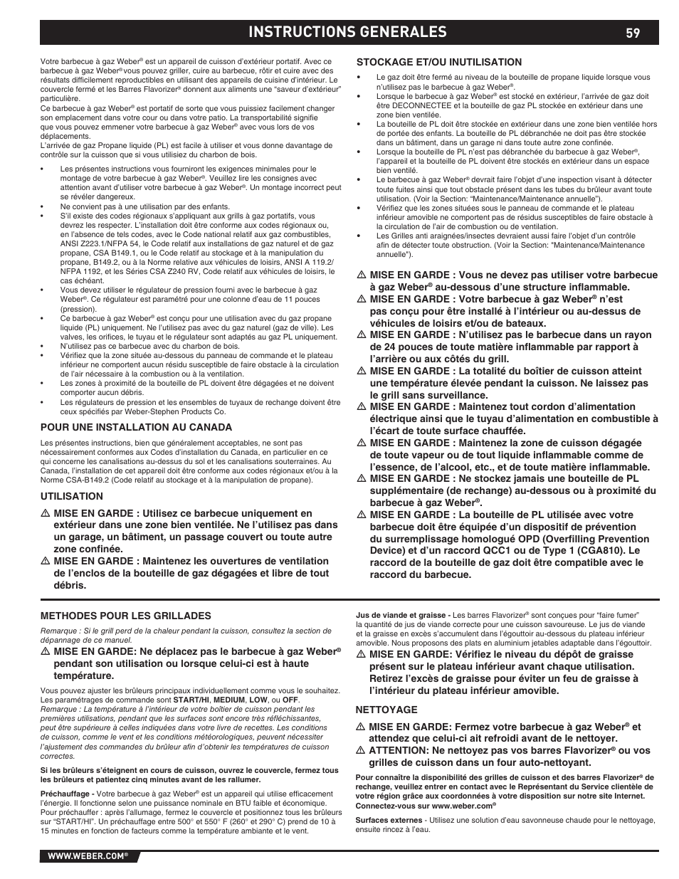 Instructions generales | Summit E/S-620/650 User Manual | Page 59 / 84