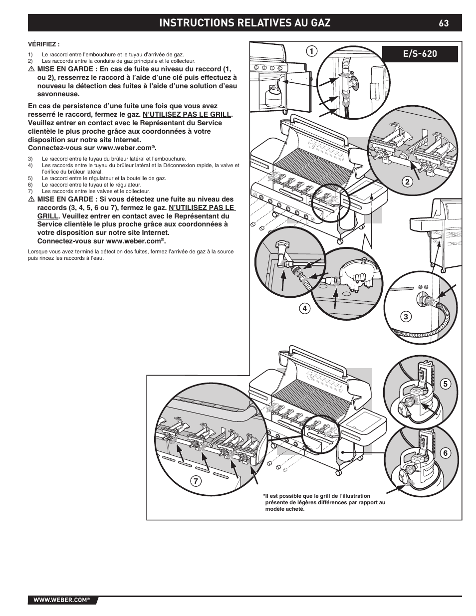 Instructions relatives au gaz, E/s-620 | Summit E/S-620/650 User Manual | Page 63 / 84