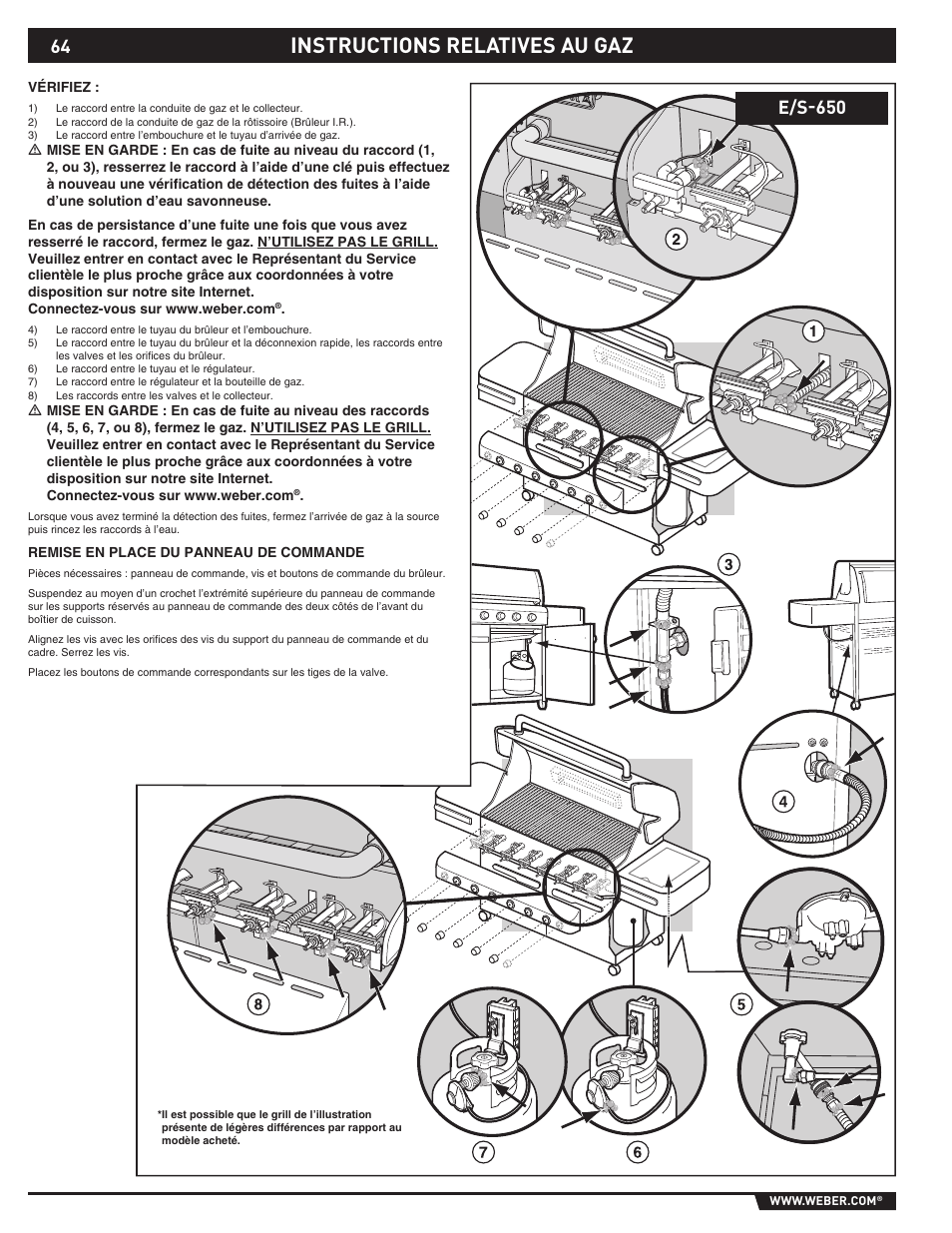 Instructions relatives au gaz, E/s-650 | Summit E/S-620/650 User Manual | Page 64 / 84