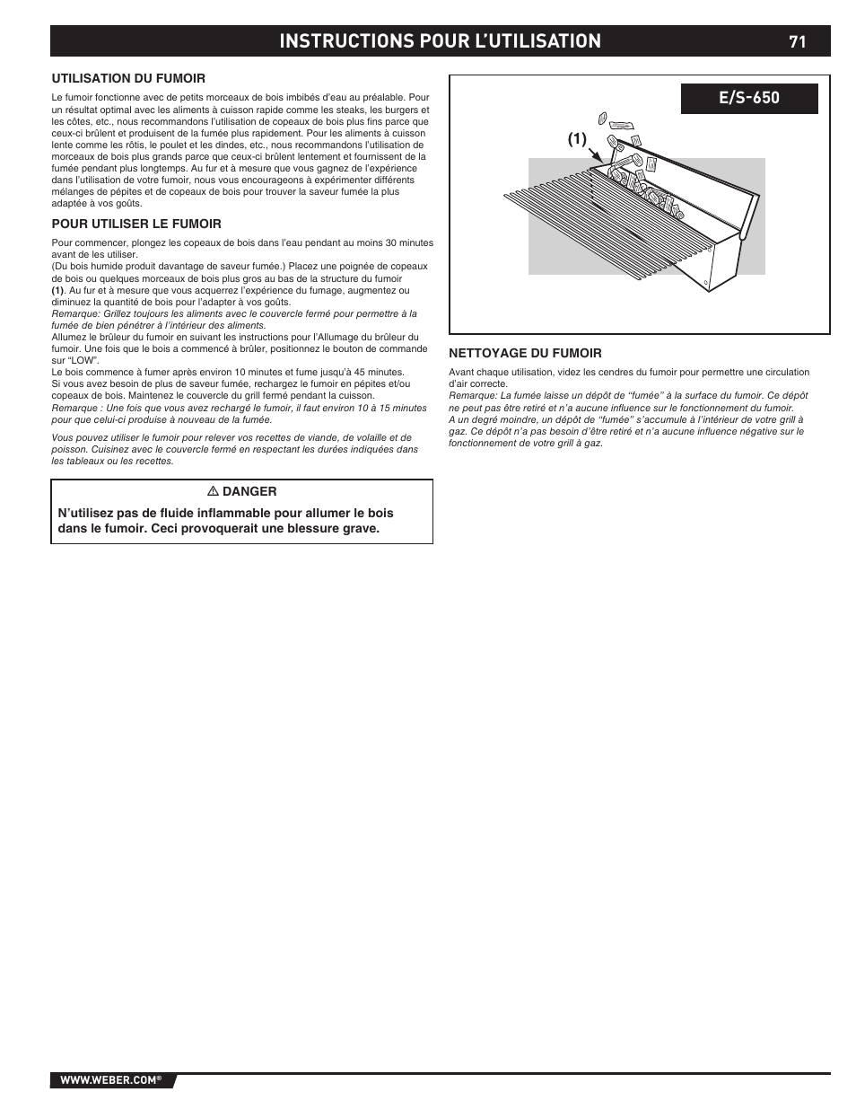 Instructions pour l’utilisation, E/s-650 | Summit E/S-620/650 User Manual | Page 71 / 84