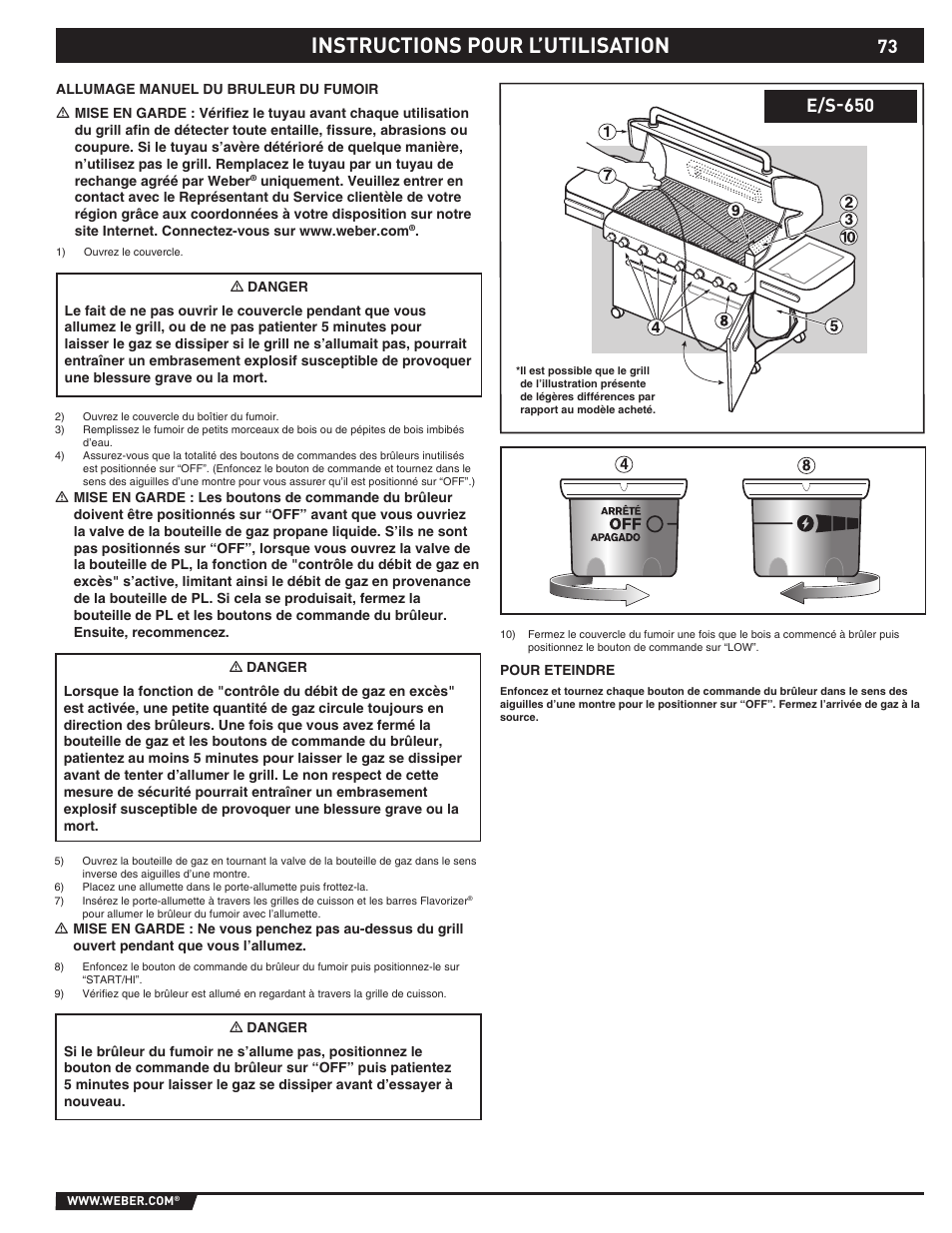 Instructions pour l’utilisation | Summit E/S-620/650 User Manual | Page 73 / 84