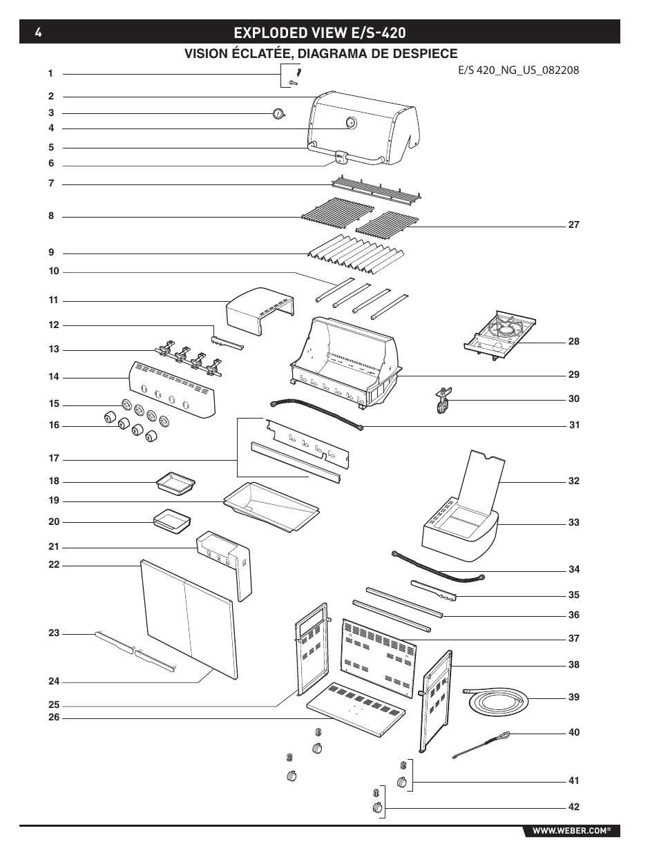 Exploded view e/s-420, Vision éclatée, diagrama de despiece | Summit E/S-420/450 User Manual | Page 4 / 76