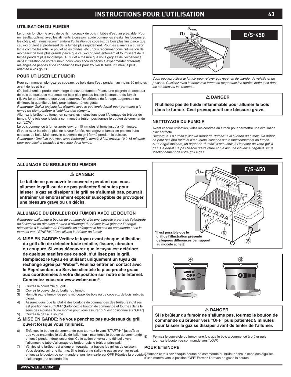Instructions pour l’utilisation, E/s-450 | Summit E/S-420/450 User Manual | Page 63 / 76