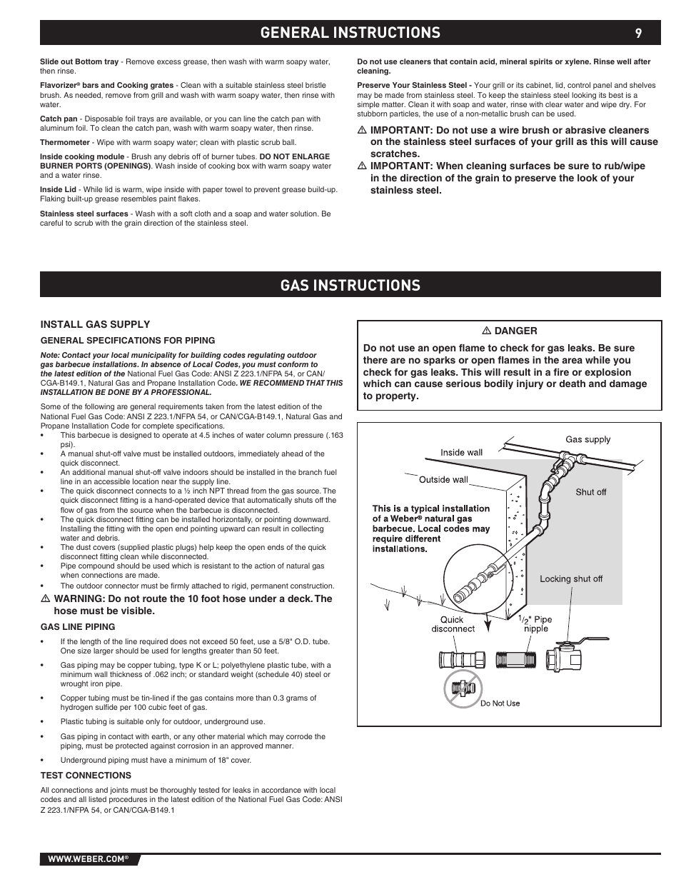 General instructions gas instructions | Summit E/S-420/450 User Manual | Page 9 / 76