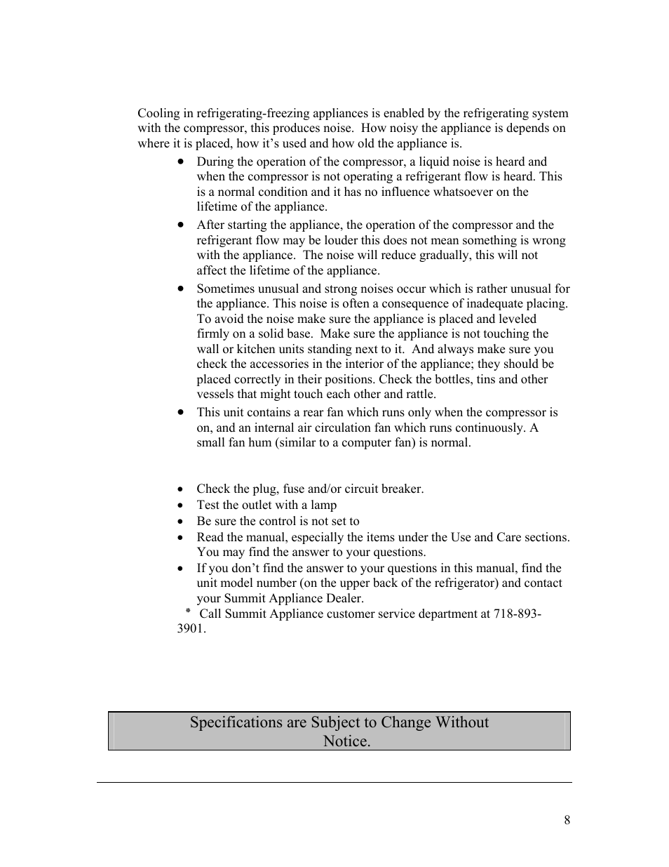 Summit SP6DSSTB User Manual | Page 8 / 9