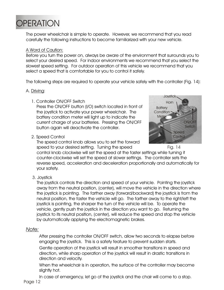 Operation | Summit HP-1S User Manual | Page 14 / 25