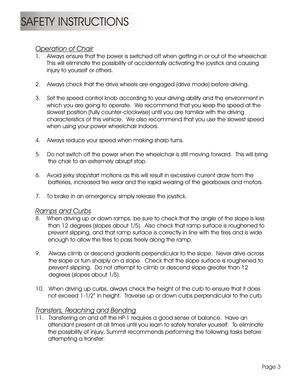 Safety instructions | Summit HP-1S User Manual | Page 5 / 25