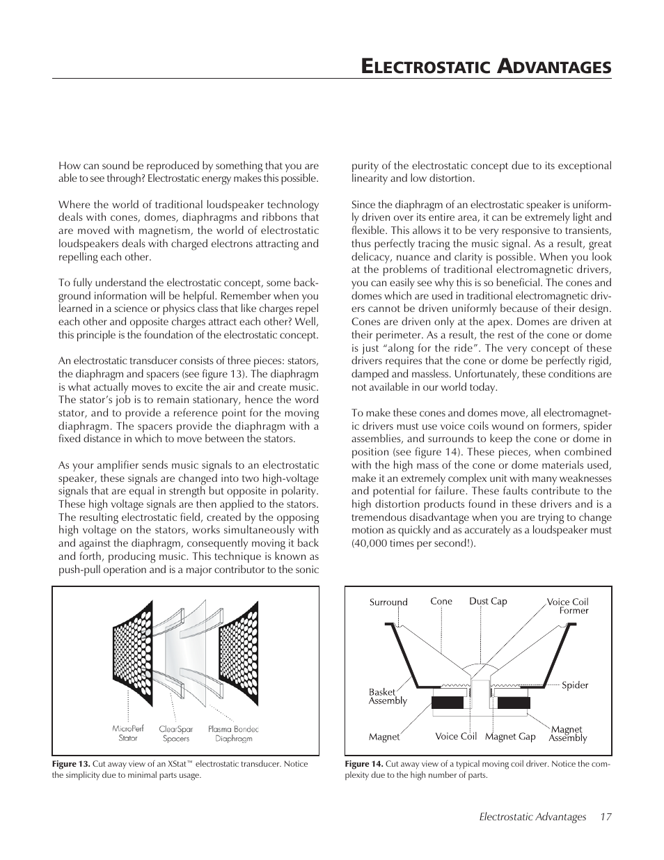 Electrostatic advantages, Lectrostatic, Dvantages | Summit floorstanding loudspeaker User Manual | Page 17 / 28