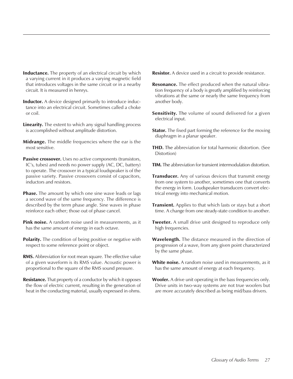 Summit floorstanding loudspeaker User Manual | Page 27 / 28