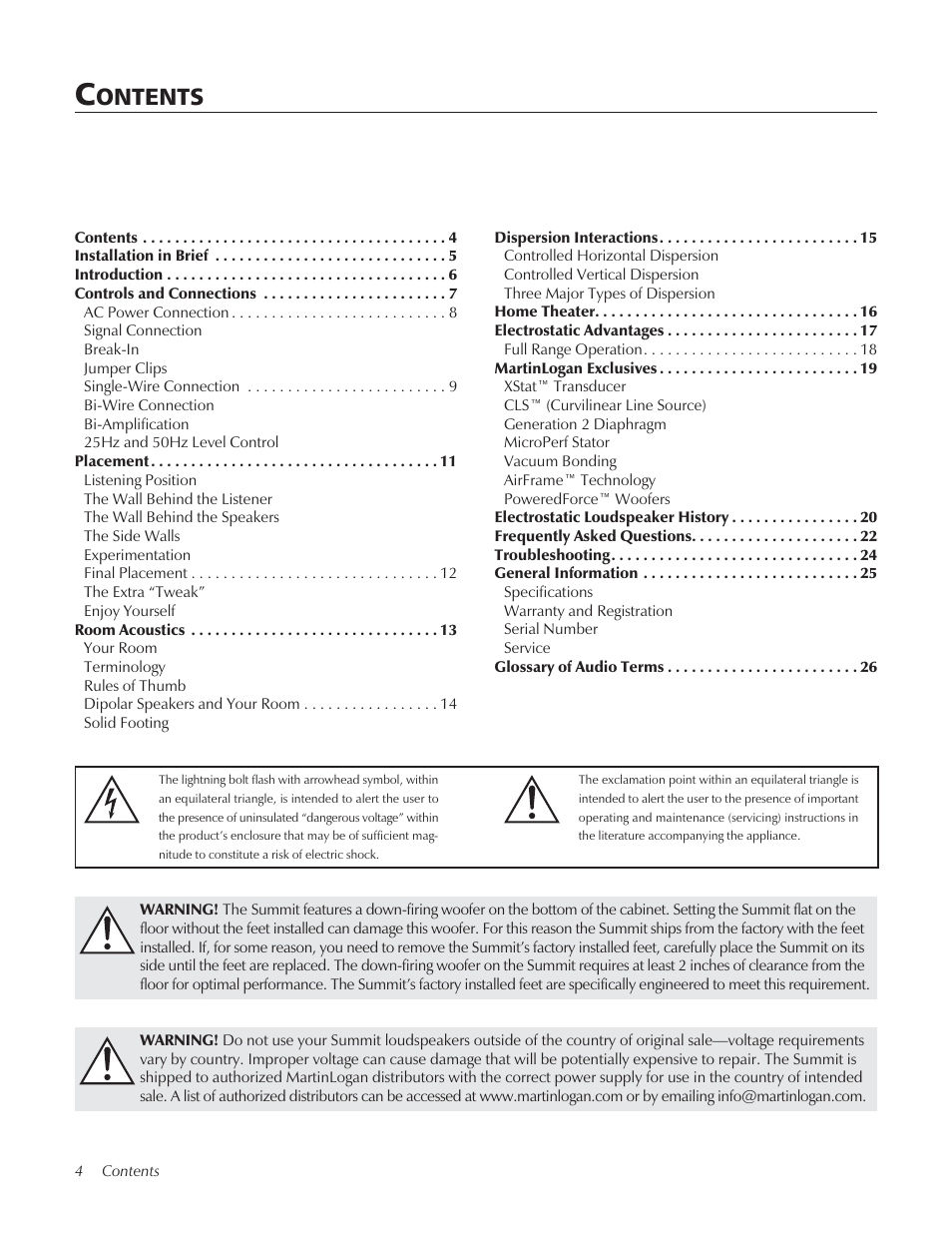 Summit floorstanding loudspeaker User Manual | Page 4 / 28