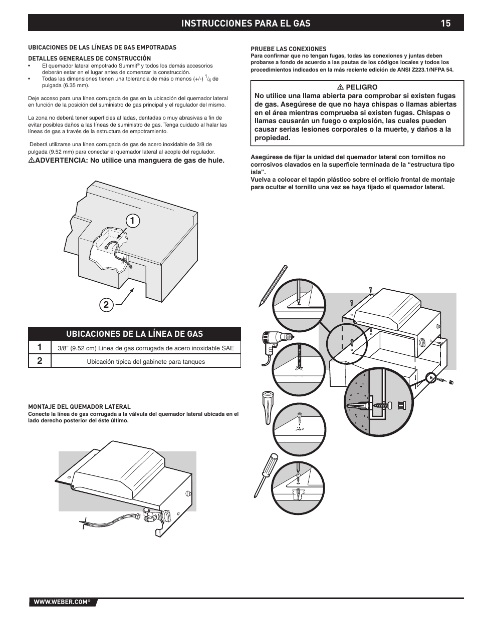 Instrucciones para el gas | Summit 89795 User Manual | Page 15 / 32