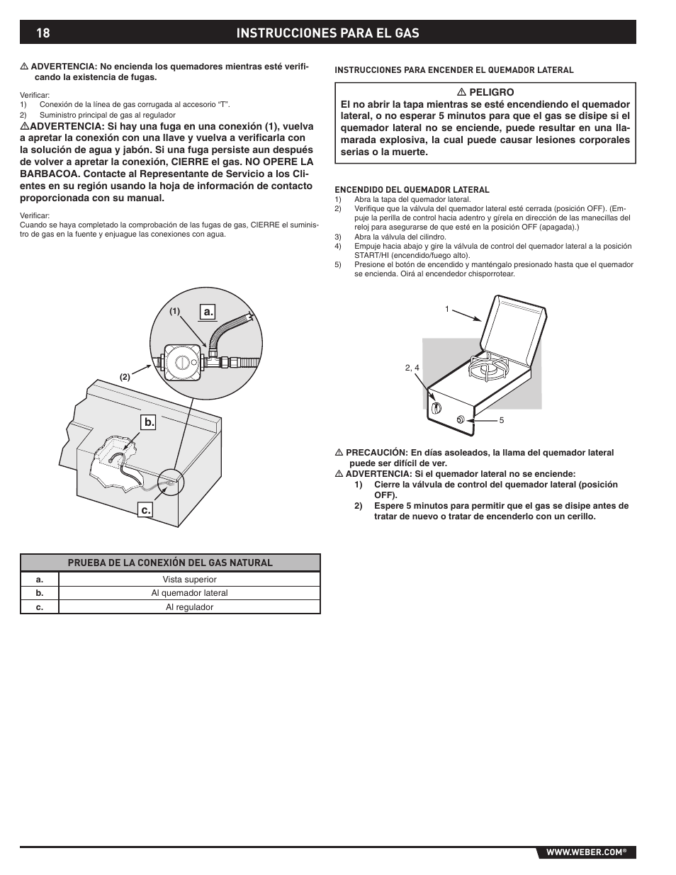 Instrucciones para el gas, B. c. a | Summit 89795 User Manual | Page 18 / 32