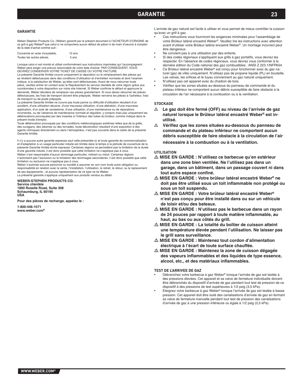 23 garantie | Summit 89795 User Manual | Page 23 / 32