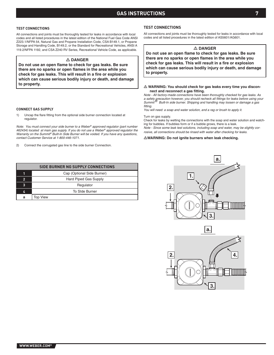 Gas instructions | Summit 89795 User Manual | Page 7 / 32