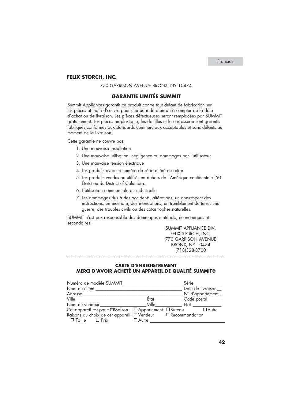 Summit SPW1200P User Manual | Page 58 / 87