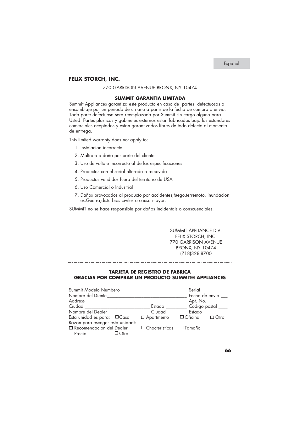 Summit SPW1200P User Manual | Page 86 / 87