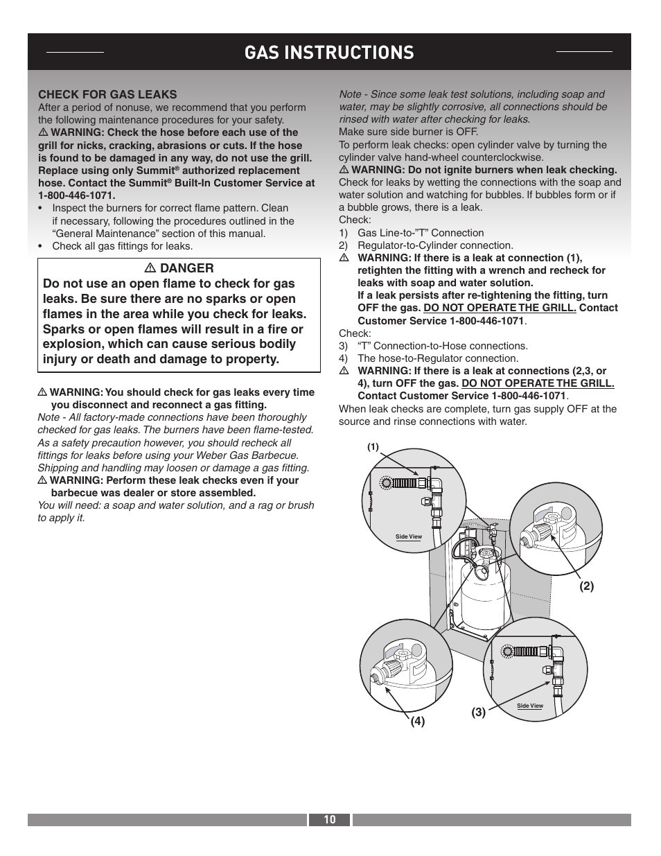 Gas instructions | Summit 21287 User Manual | Page 10 / 12