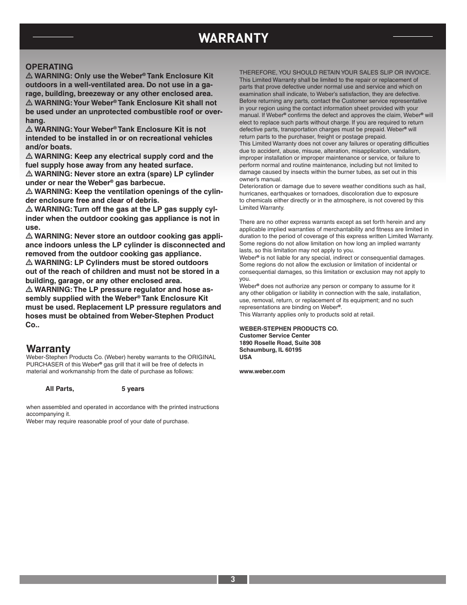 Warranty, 3operating | Summit 21287 User Manual | Page 3 / 12