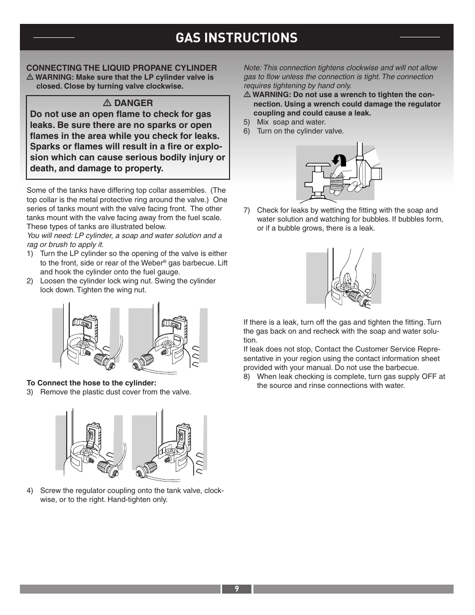 Gas instructions | Summit 21287 User Manual | Page 9 / 12