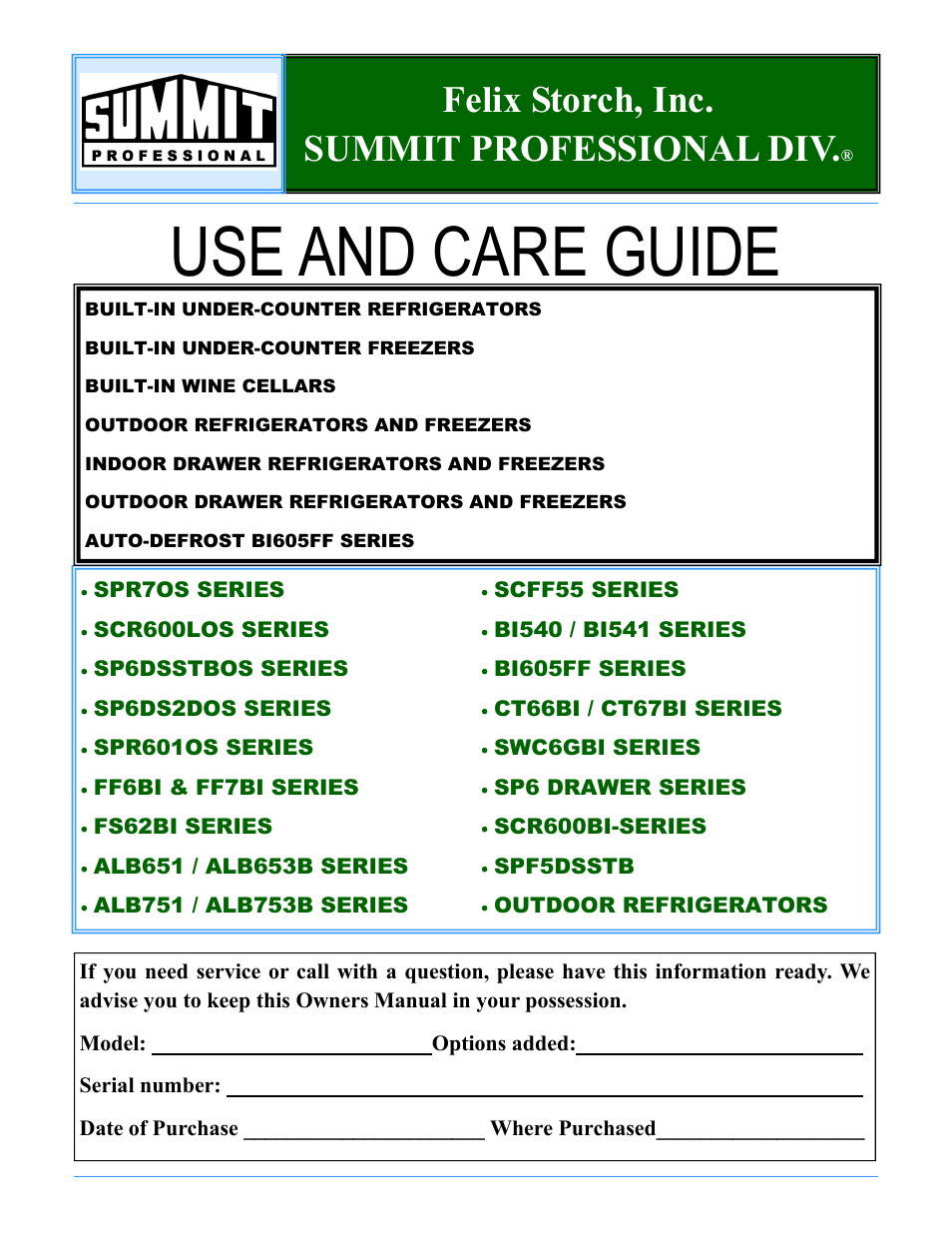 Summit SPR7OS User Manual | 16 pages