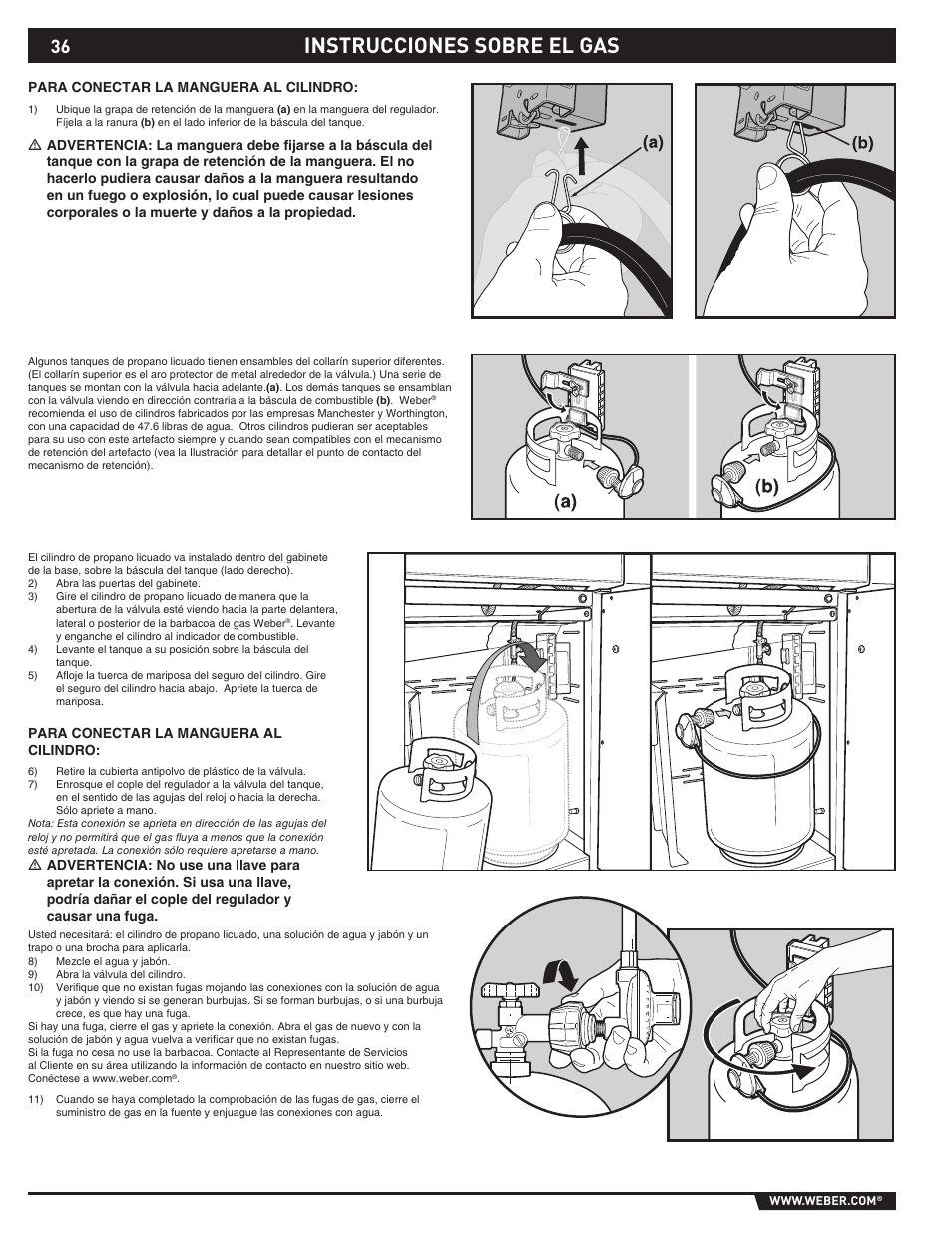 Gas instructions, Instrucciones sobre el gas | Summit 89190 User Manual | Page 36 / 92