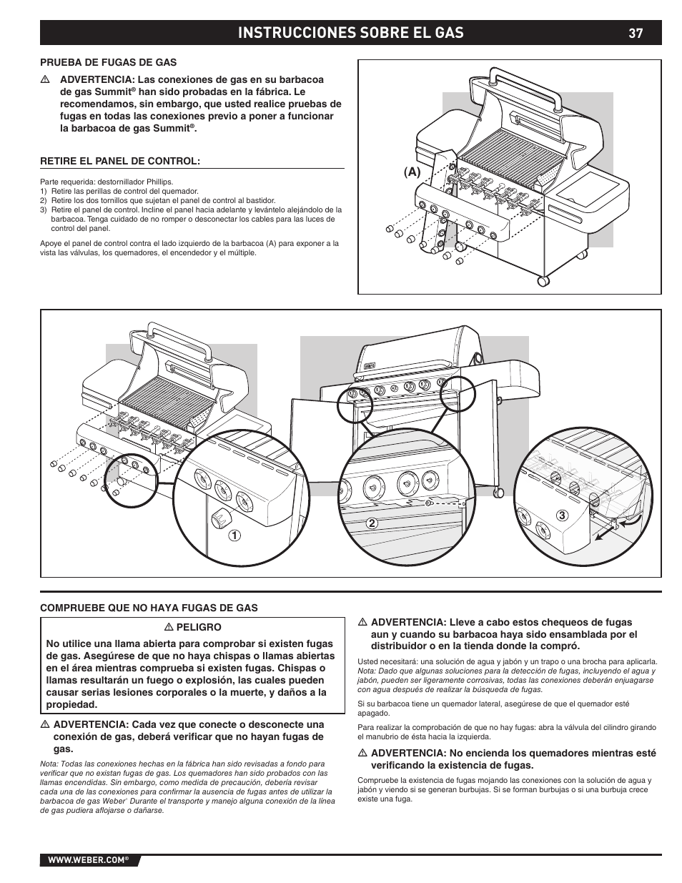 Instrucciones sobre el gas | Summit 89190 User Manual | Page 37 / 92