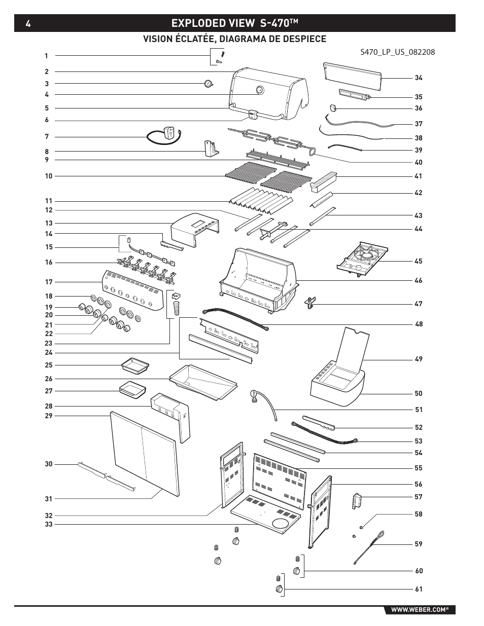 Exploded view s-470, Vision éclatée, diagrama de despiece | Summit 89190 User Manual | Page 4 / 92