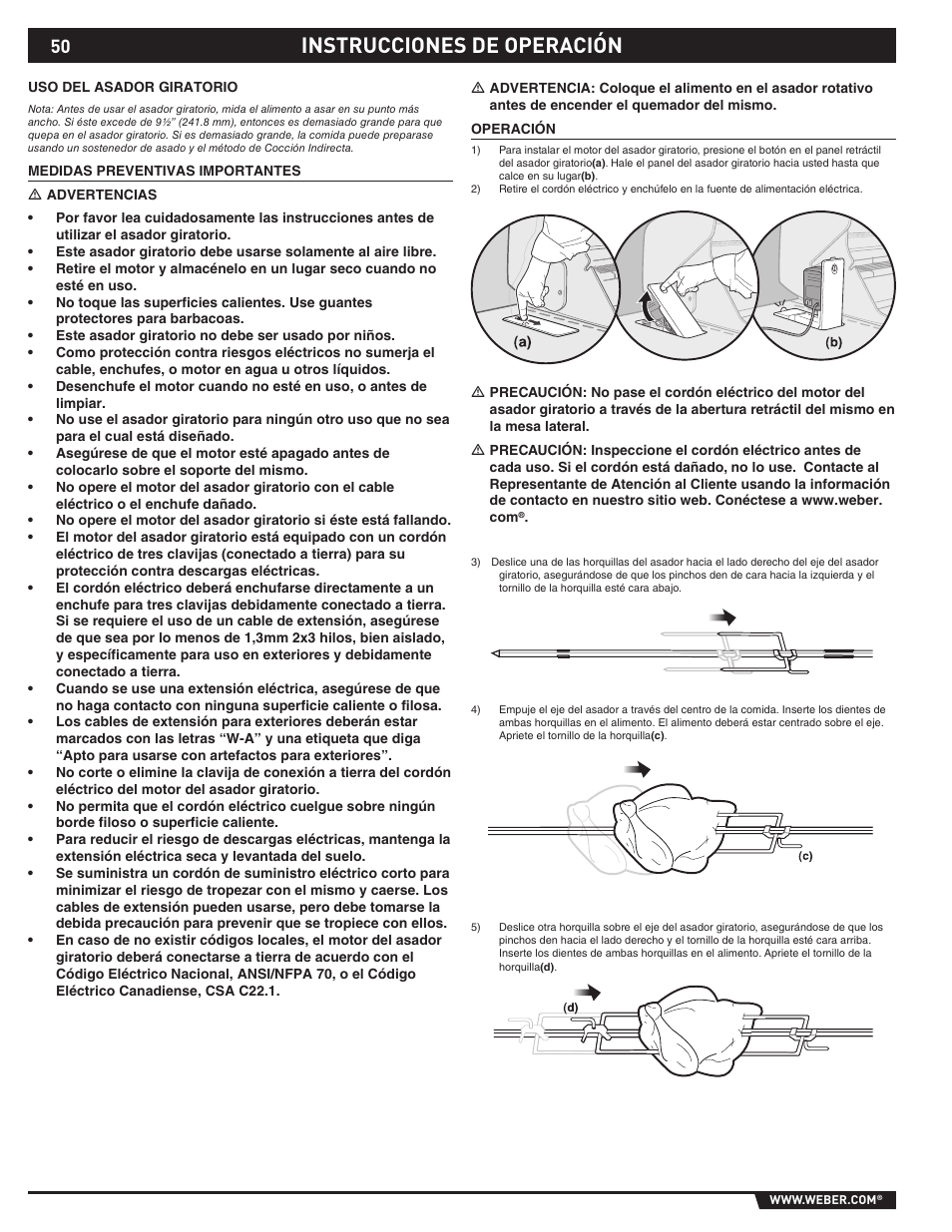 Instrucciones de operación | Summit 89190 User Manual | Page 50 / 92