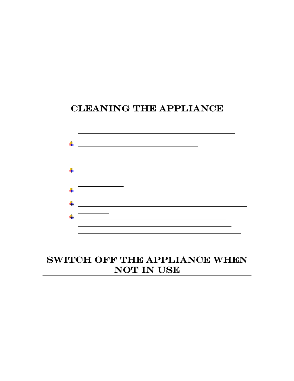 Cleaning the appliance, Switch off the appliance when not in use | Summit FF-7 User Manual | Page 8 / 12