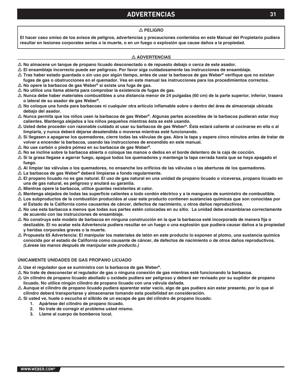 Advertencias | Summit S-670 User Manual | Page 31 / 84