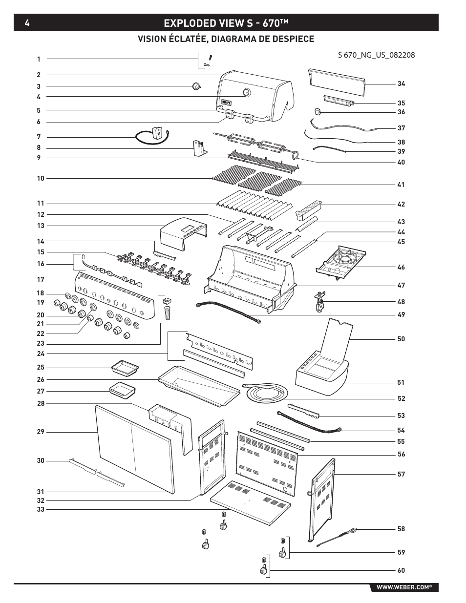 Exploded view s - 670, Vision éclatée, diagrama de despiece | Summit S-670 User Manual | Page 4 / 84