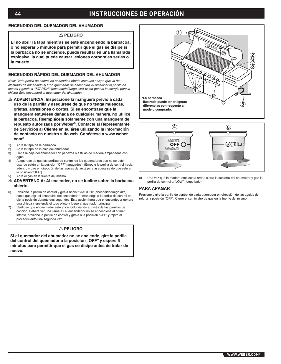 Instrucciones de operación | Summit S-670 User Manual | Page 44 / 84