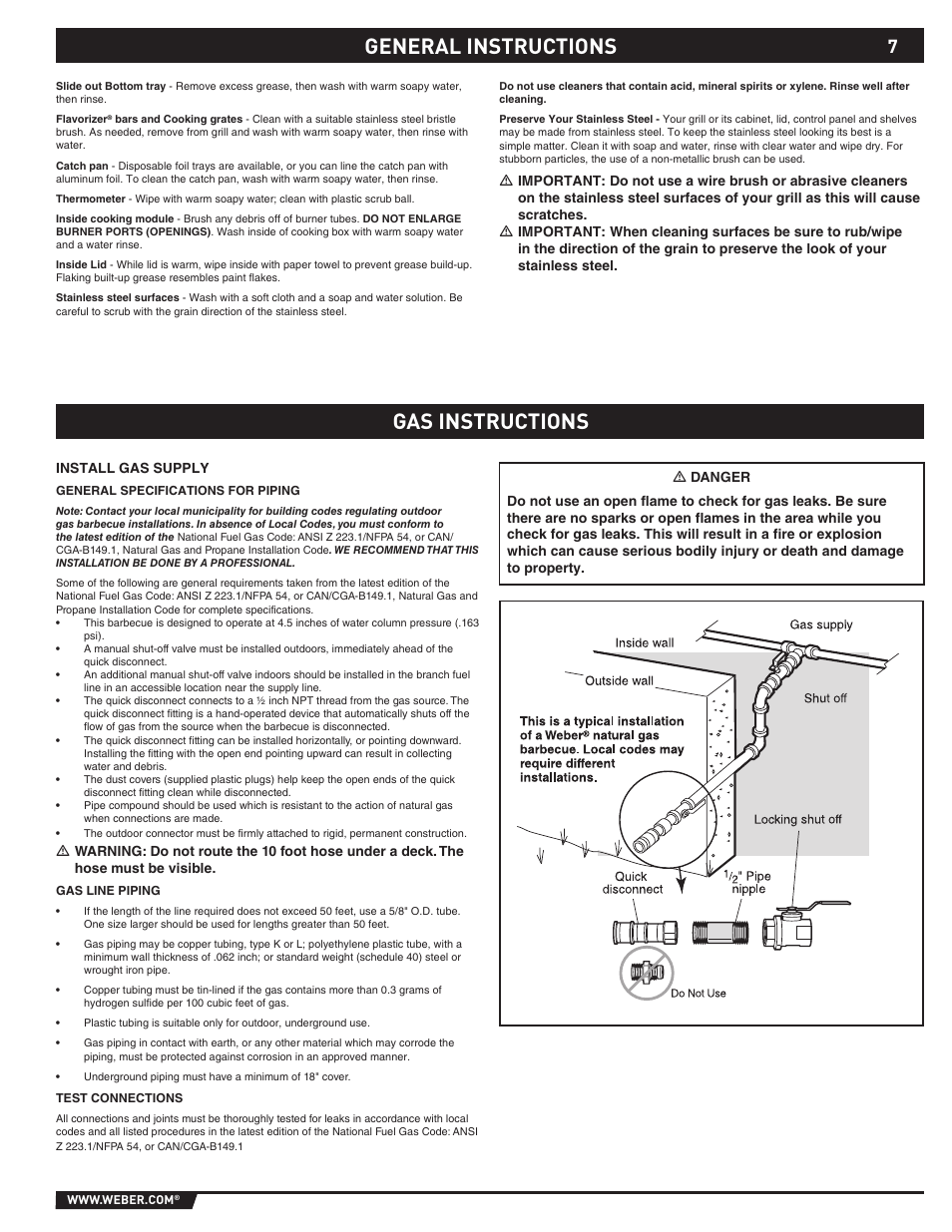 General instructions gas instructions | Summit S-670 User Manual | Page 7 / 84