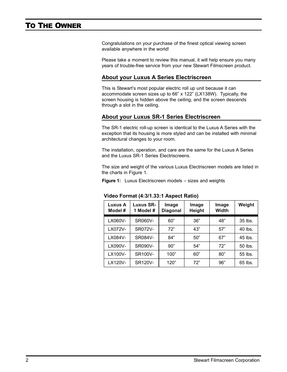 Wner | Stewart Filmscreen Corp B User Manual | Page 4 / 20