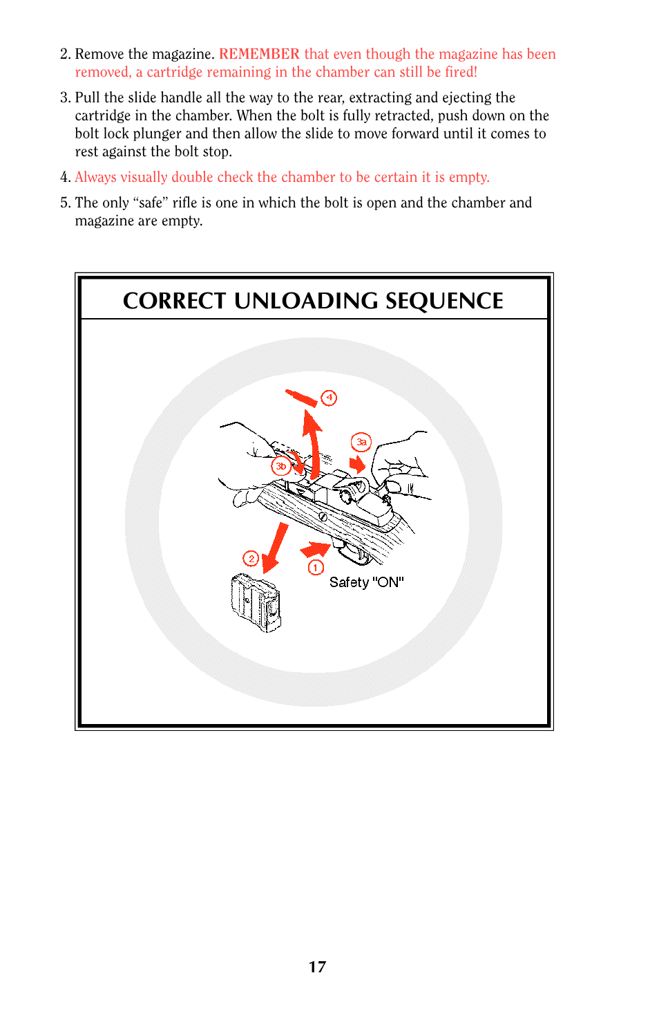 Correct unloading sequence | Ruger MINI-14 User Manual | Page 16 / 46