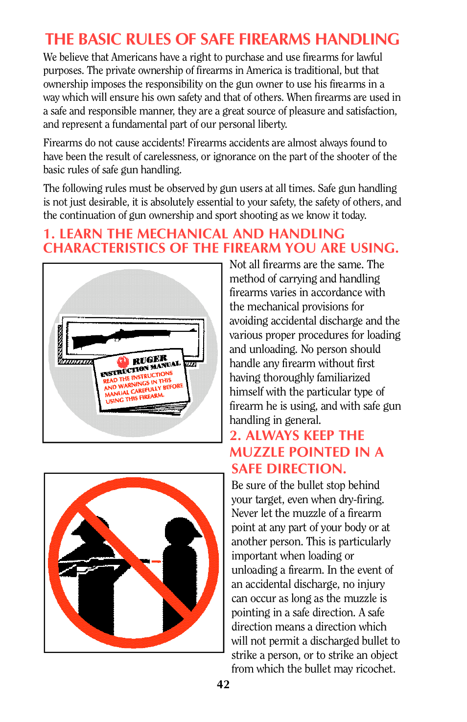 The basic rules of safe firearms handling | Ruger MINI-14 User Manual | Page 41 / 46